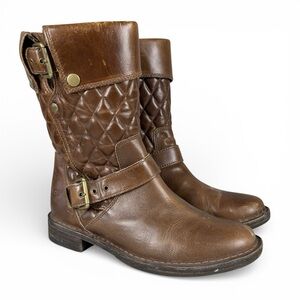 UGG Brown Quilted Leather Conor Calf Size Boots Size 7